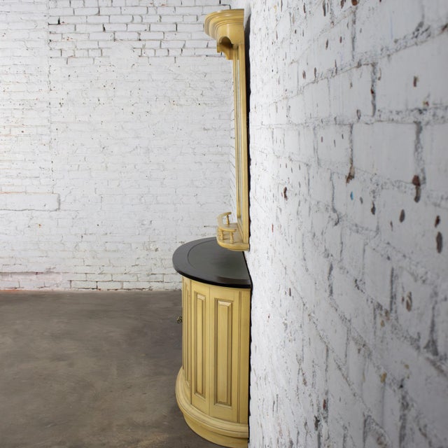 Mid to Late 20th Century Neoclassic Revival Blonde Oak Demilune Cabinet or Console and Mirror For Sale - Image 4 of 18