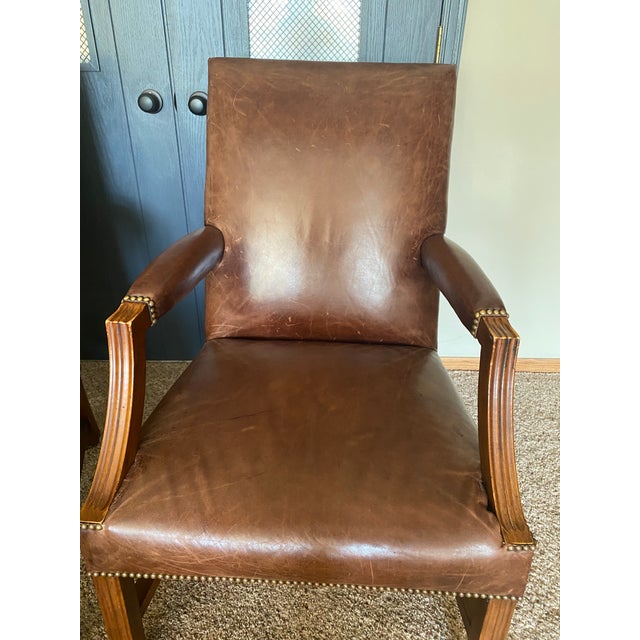 Ralph Lauren for Henredon Leather Executive / Library Chairs — Pair For Sale - Image 15 of 16