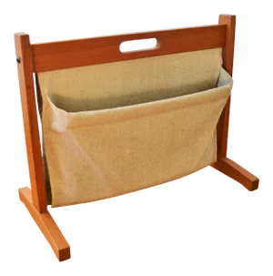 Brdr Furdo Danish Modern Teak and Linen Double Magazine Rack