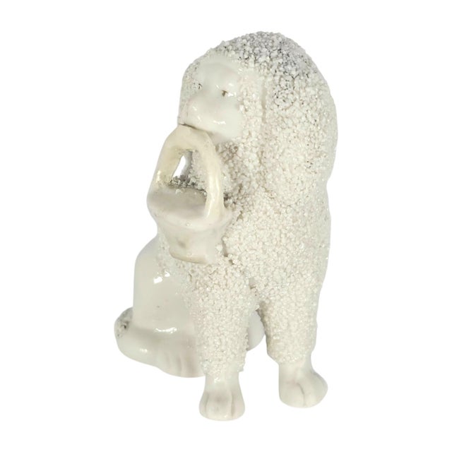Victorian Victorian Staffordshire Miniature Poodle With Basket, England, c.1850–1880 For Sale - Image 3 of 10