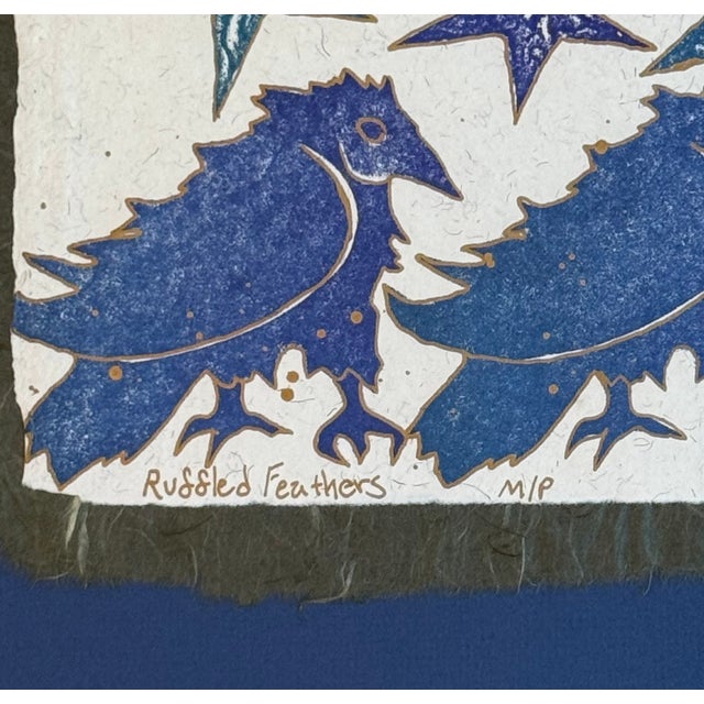 Signed Monoprint Collograph Laurel W. Carnahan ”Ruffled Feathers" Framed For Sale - Image 12 of 12