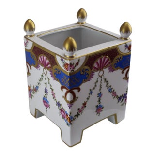 Pasargad DC Italian Square Hand-Painted/Gold Vase For Sale