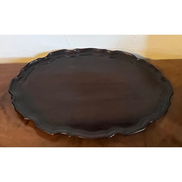 Antique Early 19th Century English George III Carved Mahogany Oval Serving Tray For Sale In New York - Image 6 of 11