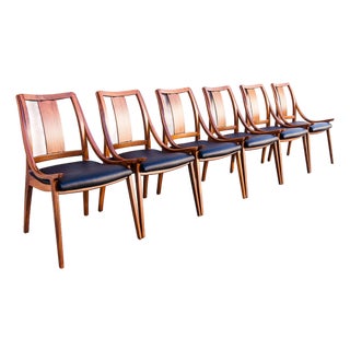 Rare 1960s Glenn of California Low Arm Walnut Dining Chairs For Sale