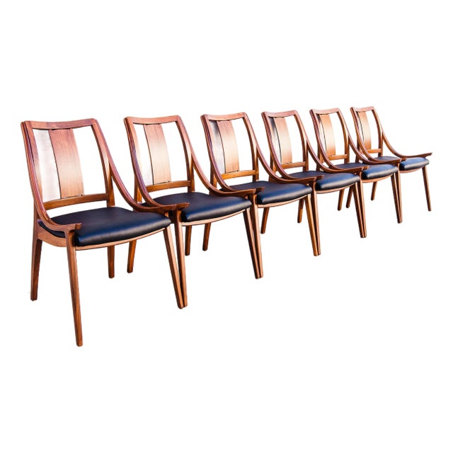 Rare 1960s Glenn of California Low Arm Walnut Dining Chairs For Sale