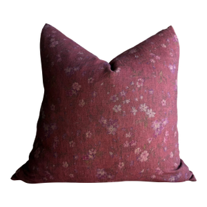 Cora Burgundy Floral Pillow With Down Inserts 20" X 20"