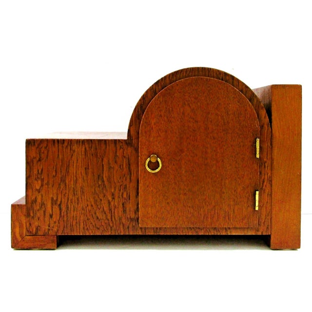 Brown Antique 1931 German Junghans Pfeilkreuz Coromandel Mantel Clock 8 Day Bauhaus For Sale - Image 8 of 16