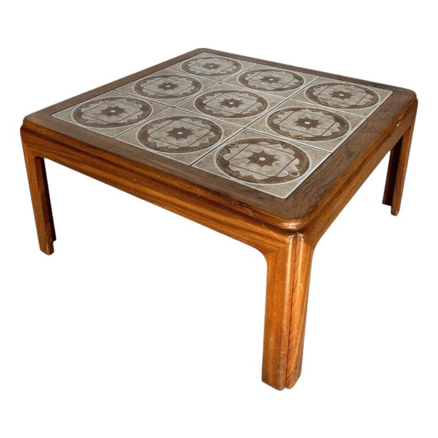 Vintage Teak Coffee Table in Teak with Ceramic Tiled Top, 1970s For Sale
