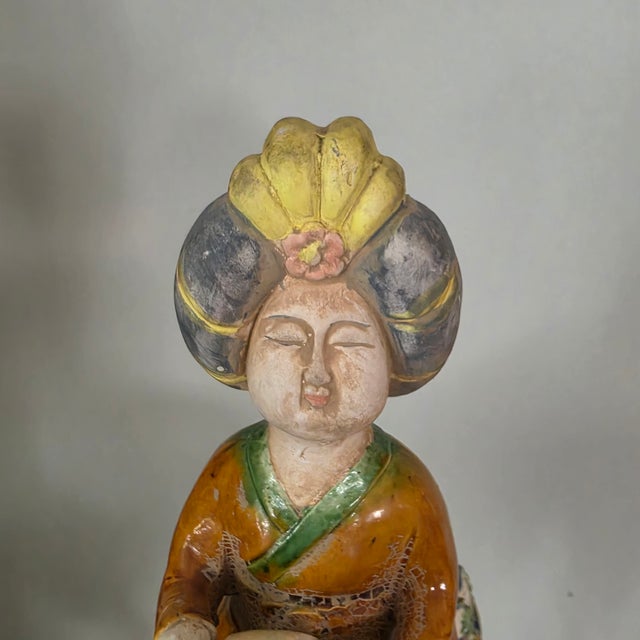 Royal Blue Beijing Niren Zhang Tang Style Cobalt Sancai Glazed Horse & Rider Figurine - 17" For Sale - Image 8 of 16