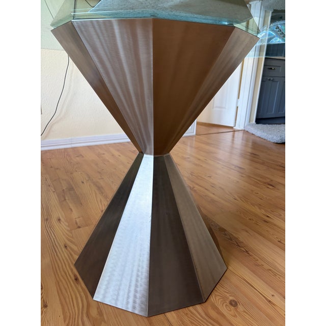 Contemporary “Entropy” Sculptural 60" Round Glass Dining Table Attributed to Donghia For Sale - Image 3 of 5