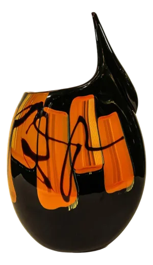 Murano Glass Vase with Abstract Theme Decor by Afro Celotto, 2000s