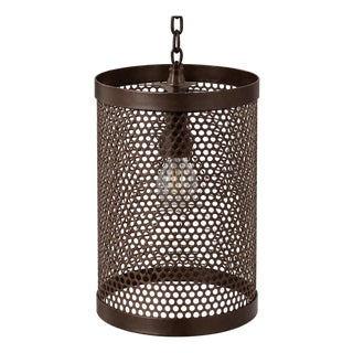 Industrial Ironwork Drum Pendant Light For Sale