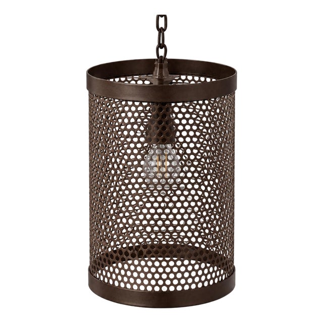 Industrial Ironwork Drum Pendant Light For Sale