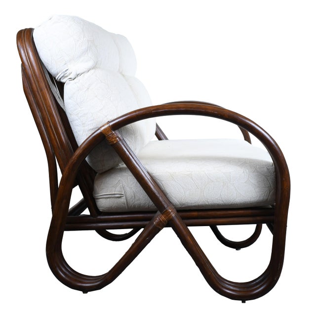 Coastal 1970s Pretzel Rattan Settee For Sale - Image 3 of 5