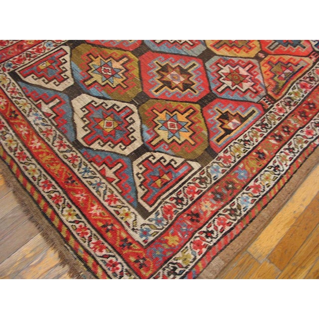 Late 19th Century 1880s Red Geometric Tribal Antique Persian Bijar Rug 4'4" X 8'4" Handknotted Wool Carpet For Sale - Image 5 of 6