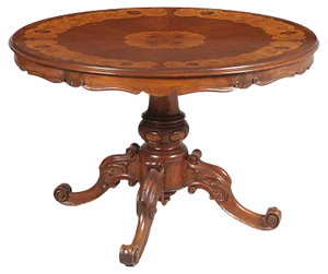Baroque Style Sorrento Inlaid & Carved Walnut Table, 1920s
