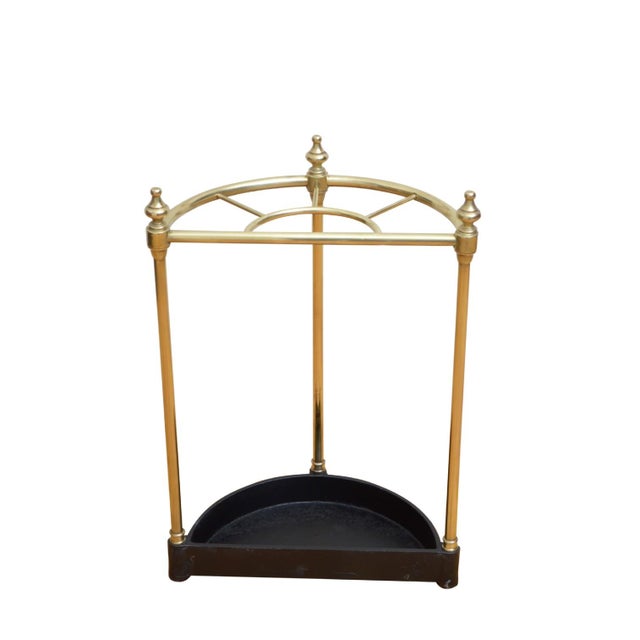 Edwardian Brass Umbrella Stand, Dog Tooth Tray, English, 1900 For Sale - Image 11 of 11