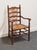 Statton Furniture Statton Furniture Solid Hard Rock Maple Colonial Early American Ladder Back Dining Arm Chair W. Rush Seat For Sale - Image 4 of 11