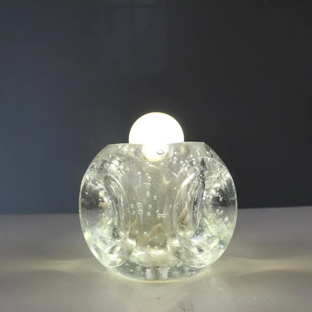 Blue Vintage Glass Cube Table Lamp For Sale - Image 8 of 12