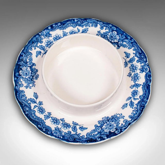 Blue Vintage Butter Dish, English, Ceramic, Countertop, Dairy Keeper, Mid Century For Sale - Image 8 of 12