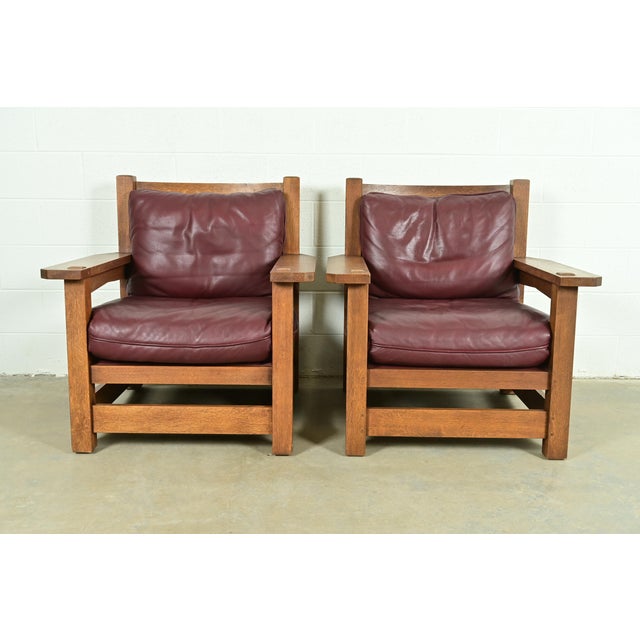 Stickley Mission Oak Arts & Crafts Eastwood Lounge Chairs, Pair For Sale - Image 12 of 12