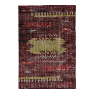 Vintage Zeki Müren Rug in Red With Colorful Geometric Pattern - Rug & Kilim For Sale