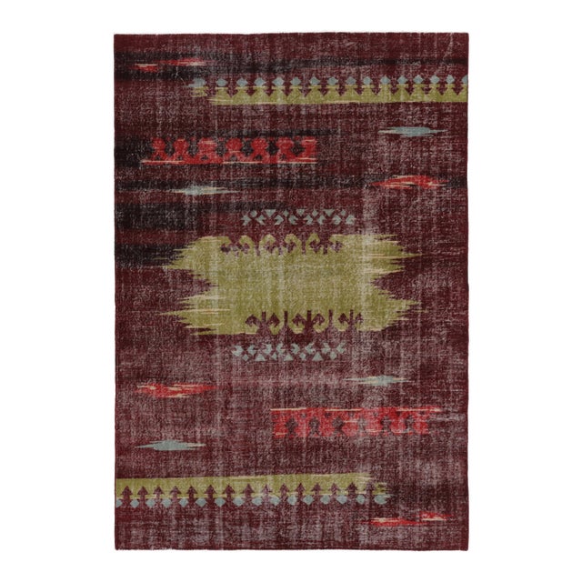 Vintage Zeki Müren Rug in Red With Colorful Geometric Pattern - Rug & Kilim For Sale