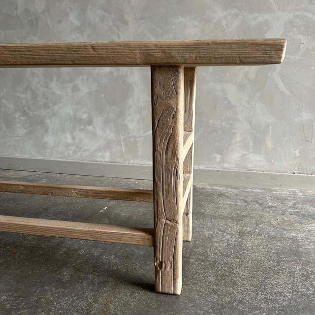 Reclaimed Natural Elm Wood Sofa Table For Sale In Los Angeles - Image 6 of 7