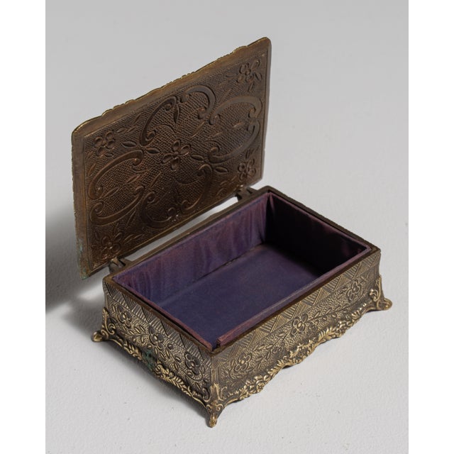 Metal 20th Century French Repoussé Brass Trinket Box For Sale - Image 7 of 15