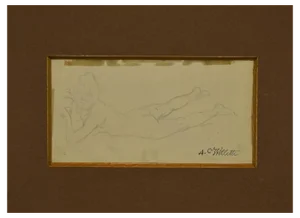 Adolphe Léon Willette, Nude of Woman, Pencil Drawing, Early 20th Century