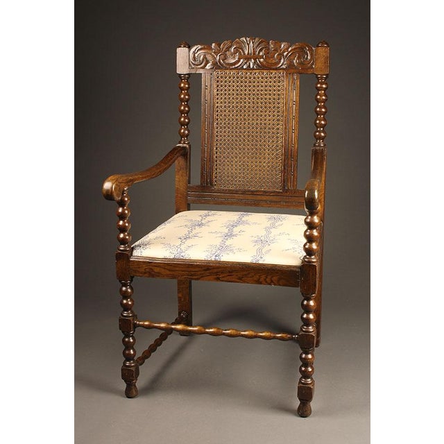 Wood Pair of Antique English Jacobean Style Arm Chairs Circa 1890 For Sale - Image 7 of 7