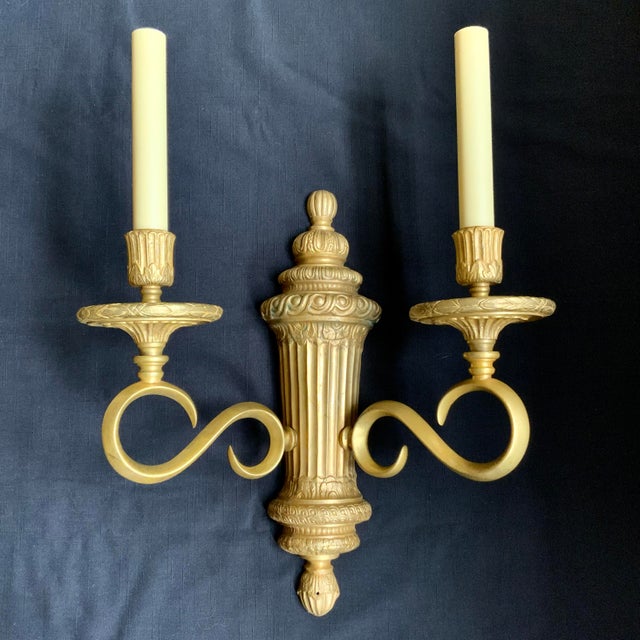 Metal Set of 6 Edward F Caldwell Gilt Bronze Two Arm Sconces, 1910-1925 For Sale - Image 7 of 12