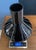 Vintage Black Glass Vase with White Trim, 1950s For Sale - Image 3 of 17