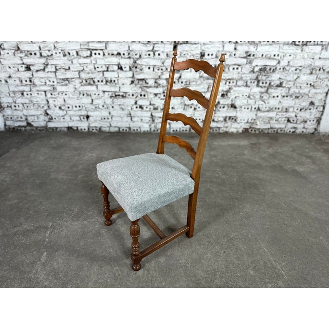 Reupholstered French Country Ladder Back Dining Chairs - Set of 6 For Sale - Image 9 of 12