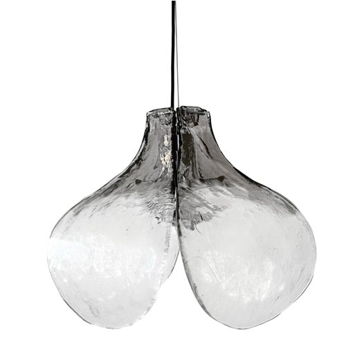Ice Glass Murano Tulip Pendant Lamp from AV Mazzega, Italy, 1970s For Sale
