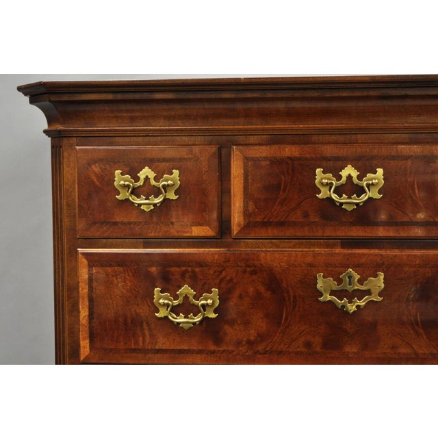 Henredon Henredon Aston Court Burl Wood Georgian Mahogany Tall Chest Highboy Dresser For Sale - Image 4 of 12