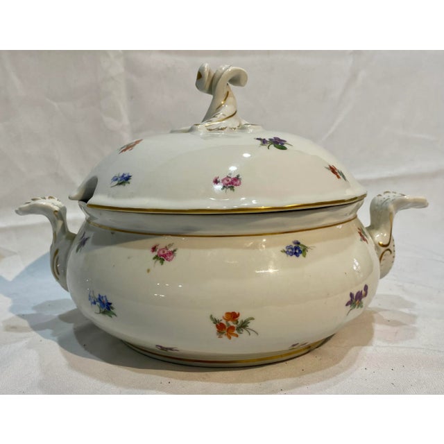 Vintage Porcelain Soup Tureen From Karlsbader Streuer Decorated With Delicate Floral Pattern - Made in Czechoslovakia For Sale - Image 13 of 13