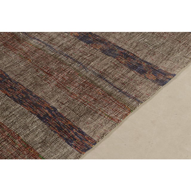 Vintage Geometric Striped Beige-Brown and Purple Wool Kilim Rug For Sale In New York - Image 6 of 8