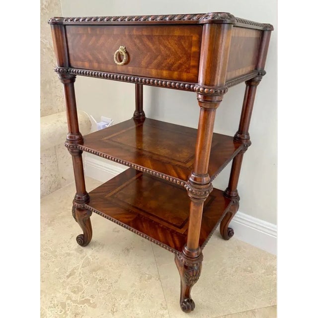 English Maitland Smith 3 Tier Occasional Table With One Drawer For Sale - Image 3 of 6