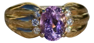 The Castleberry: Ladies 14K Gold Amethyst and Diamond Ring