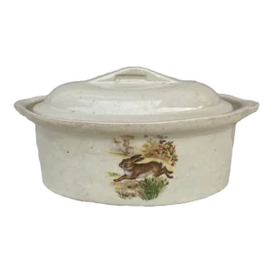 French Faience Pate Tureen With Rabbits, Circa 1920