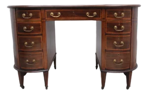 19th Century Inlaid Mahogany Kidney-Shaped Desk