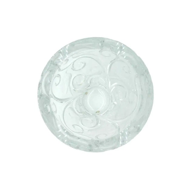 Beautifully hand crafted Lalique centerpiece decorative bowl in a wide open "V" form shape. The bowl is embellished by...