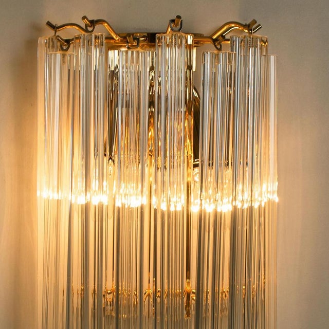 Triedroglass Tree Tears Clear Gold Glass Brass Sconce from Venini, 1970s For Sale - Image 10 of 17
