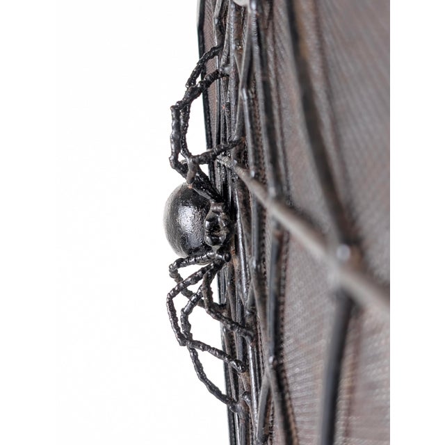 Metal Wrought Iron Spark Fender with Spider Sculpture, 1970s For Sale - Image 7 of 18