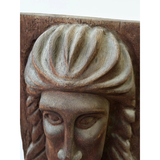 Wood Vintage Expressive Hand-Carved Bust, Circa 1970s For Sale - Image 7 of 16