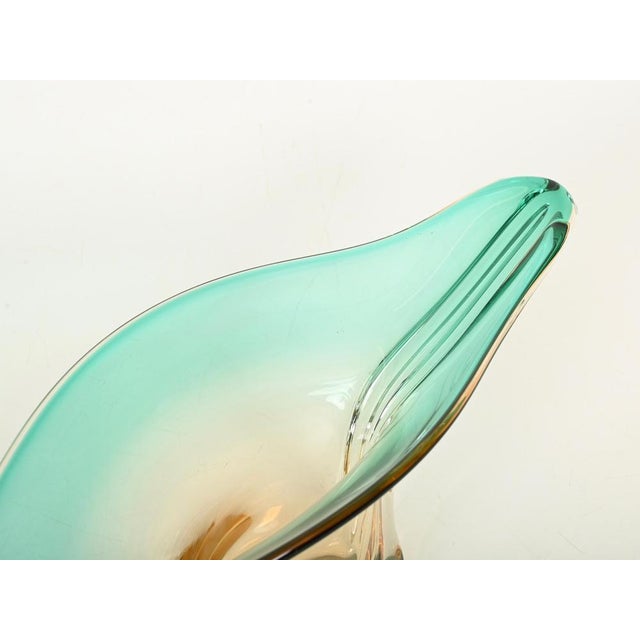 Glass Large Centerpiece in Emerald and Amber Murano Glass attributed to Flavio Poli, Italy, 1960s For Sale - Image 7 of 12
