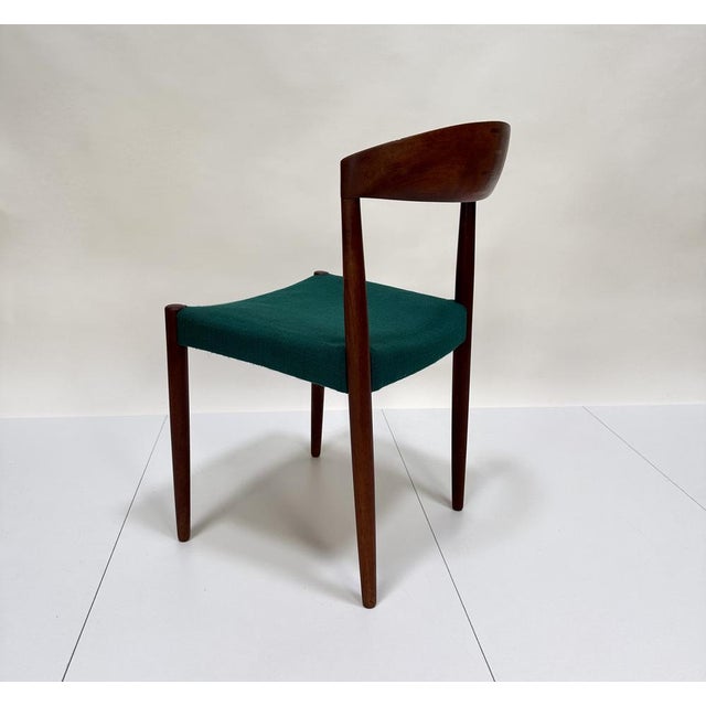 Mid-Century Modern Side Chair in Teakwood with Original Woolen Upholstery Fabric by Knud Andersen for Jca Jensen, Denmark, 1960s For Sale - Image 3 of 17