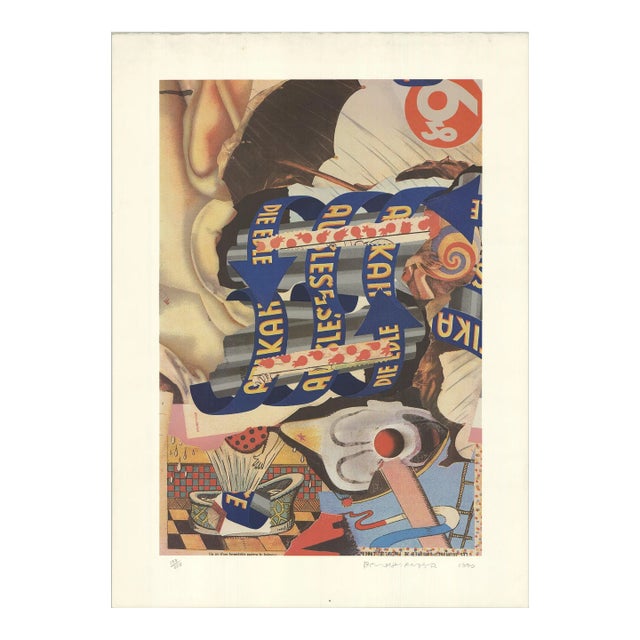 1990 Bruce Helander 'Storm Showers' Contemporary Blue, Yellow Serigraph For Sale