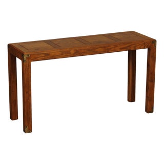 Henredon Artefacts Campaign Style Oak Console Table For Sale